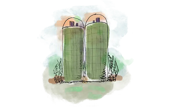 Illustration of Swersey Silos