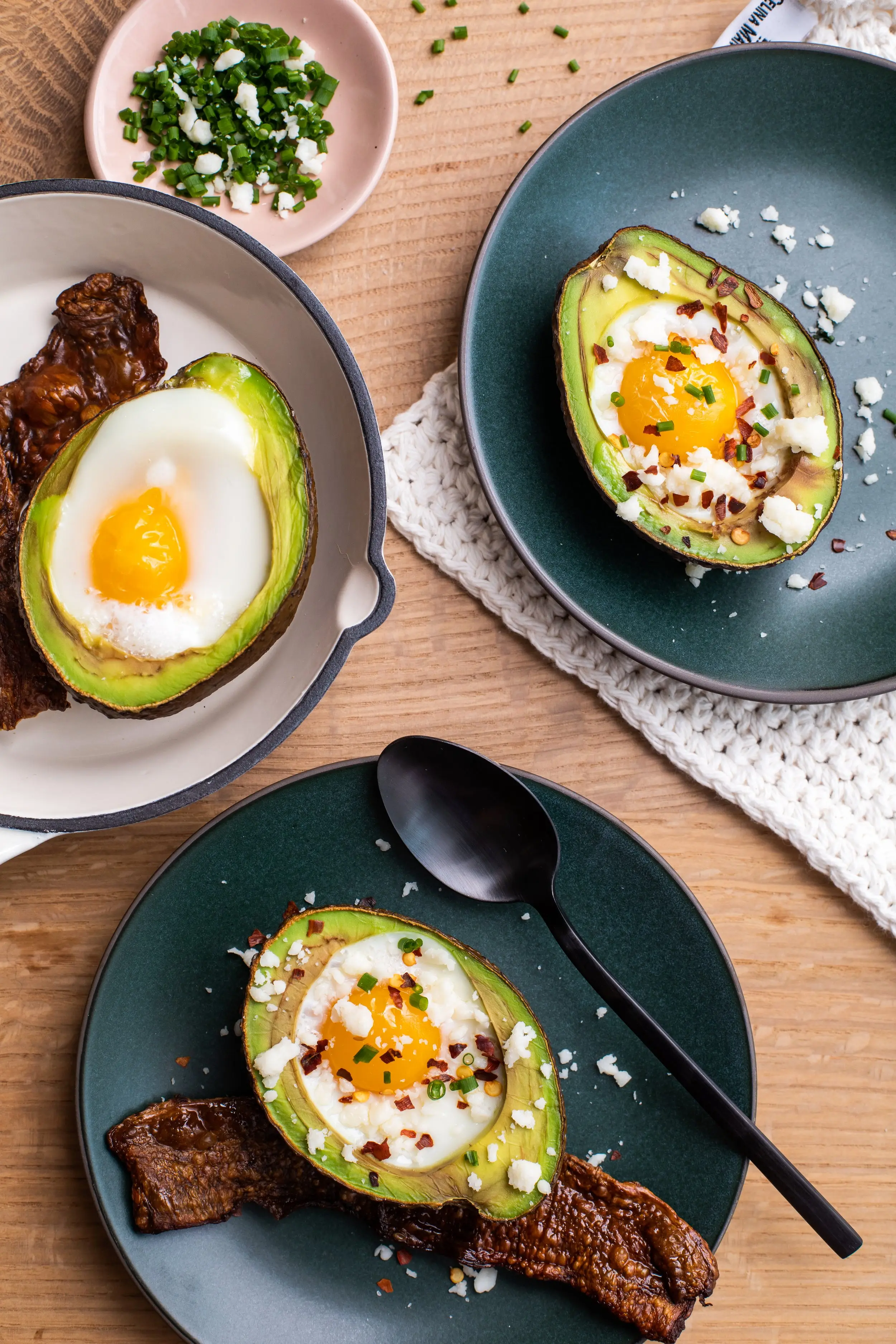 Avocado egg-in-hole plated with MyBacon