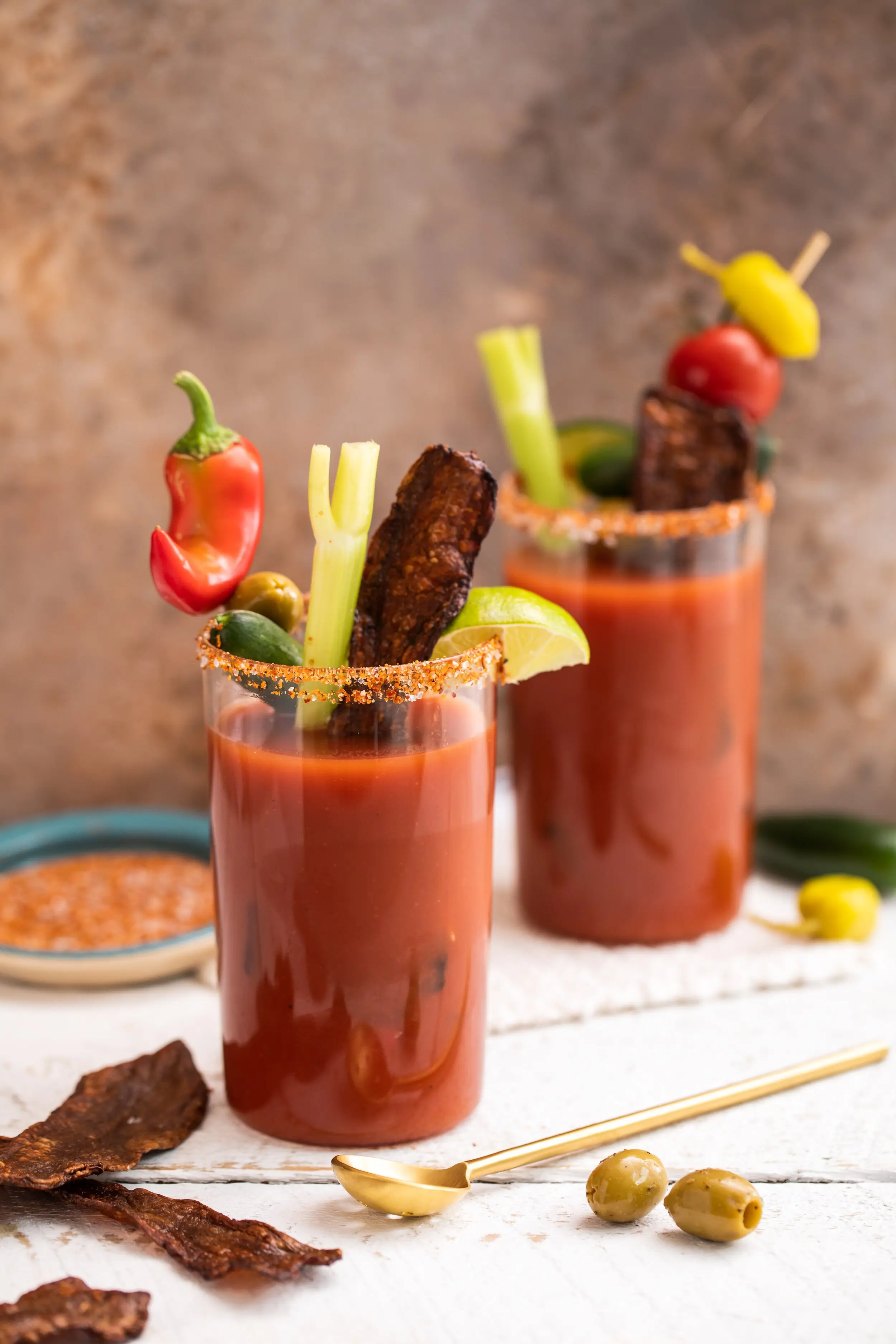 Two Bloody Mary's with MyBacon Stirrers