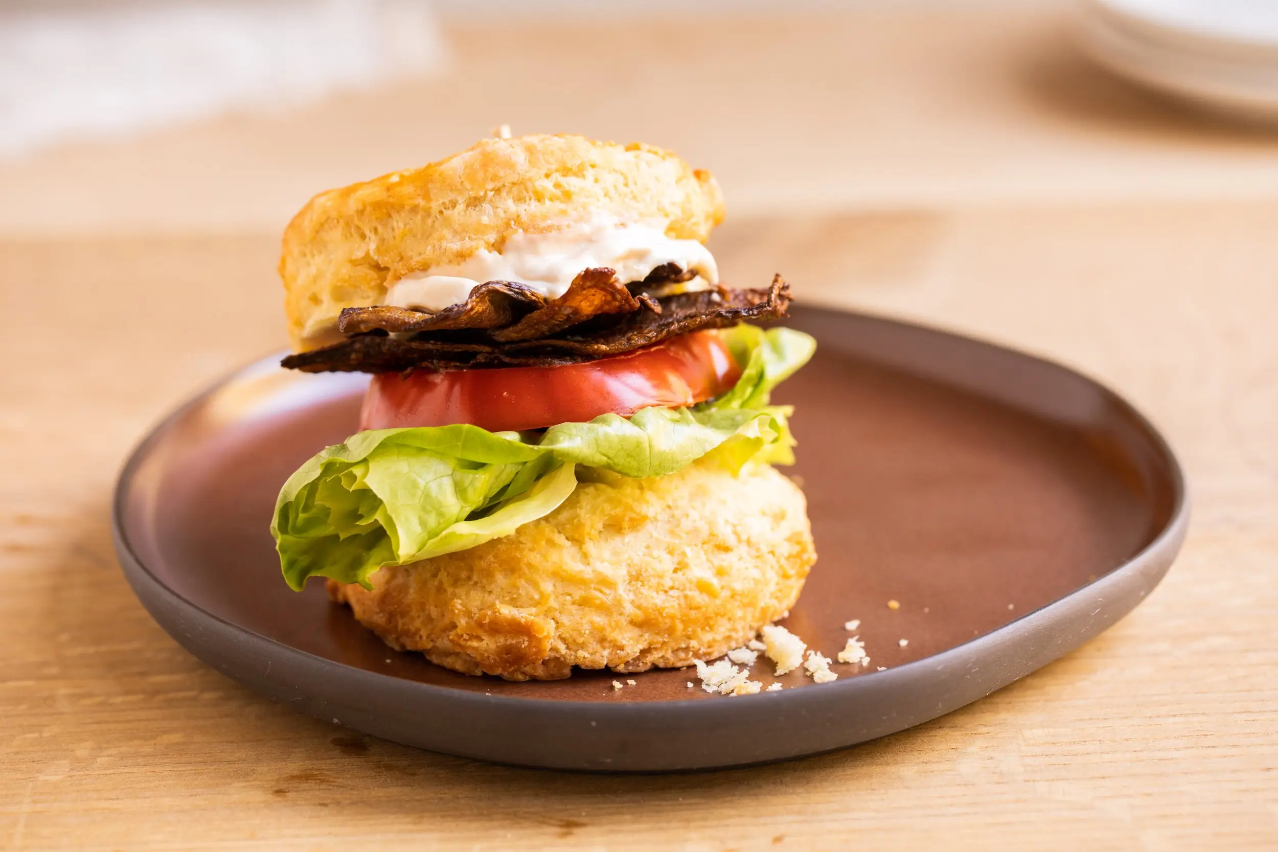 Breakfast BLT on a country-style biscuit