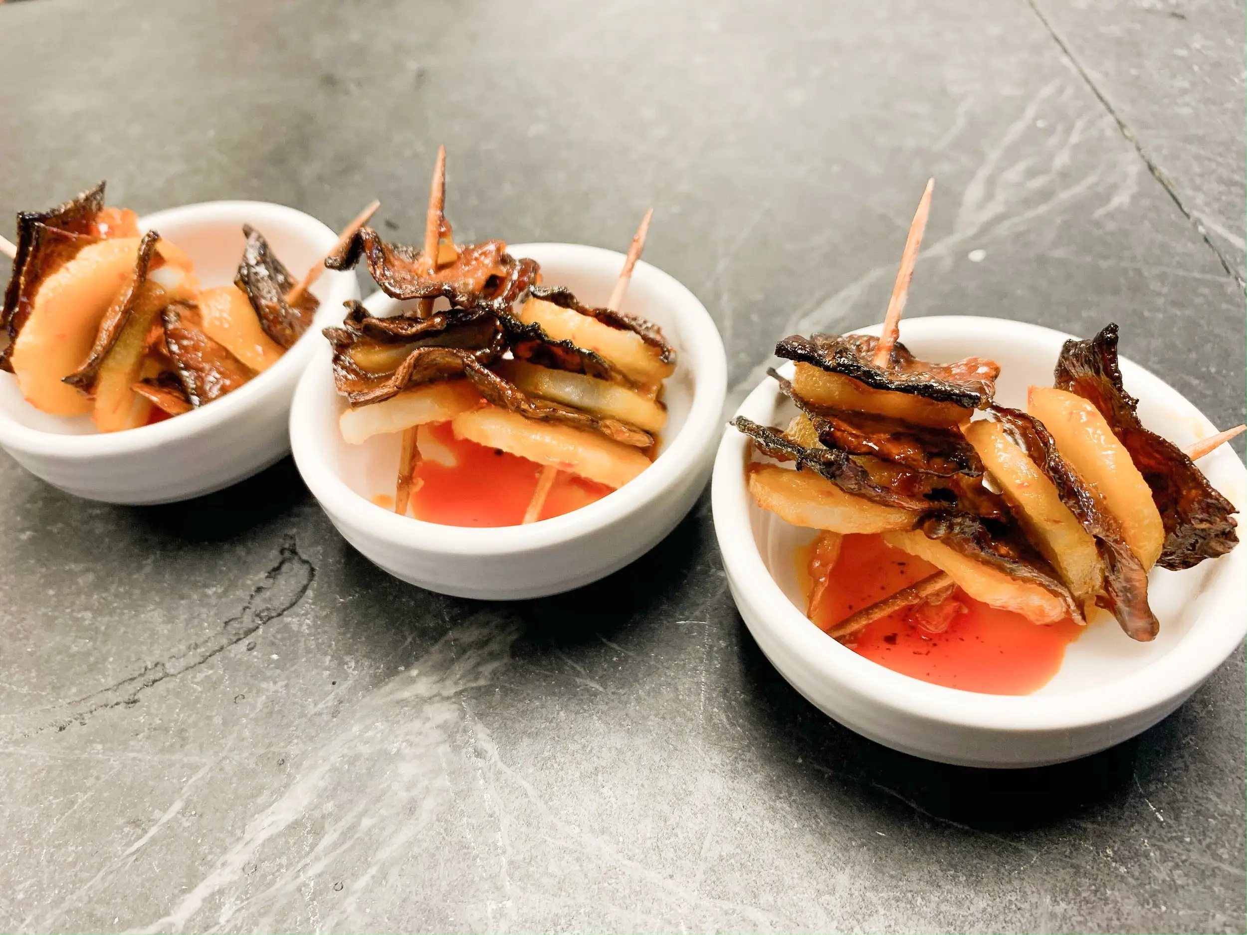Chef Nick's Vegan Rumaki Ready to Serve