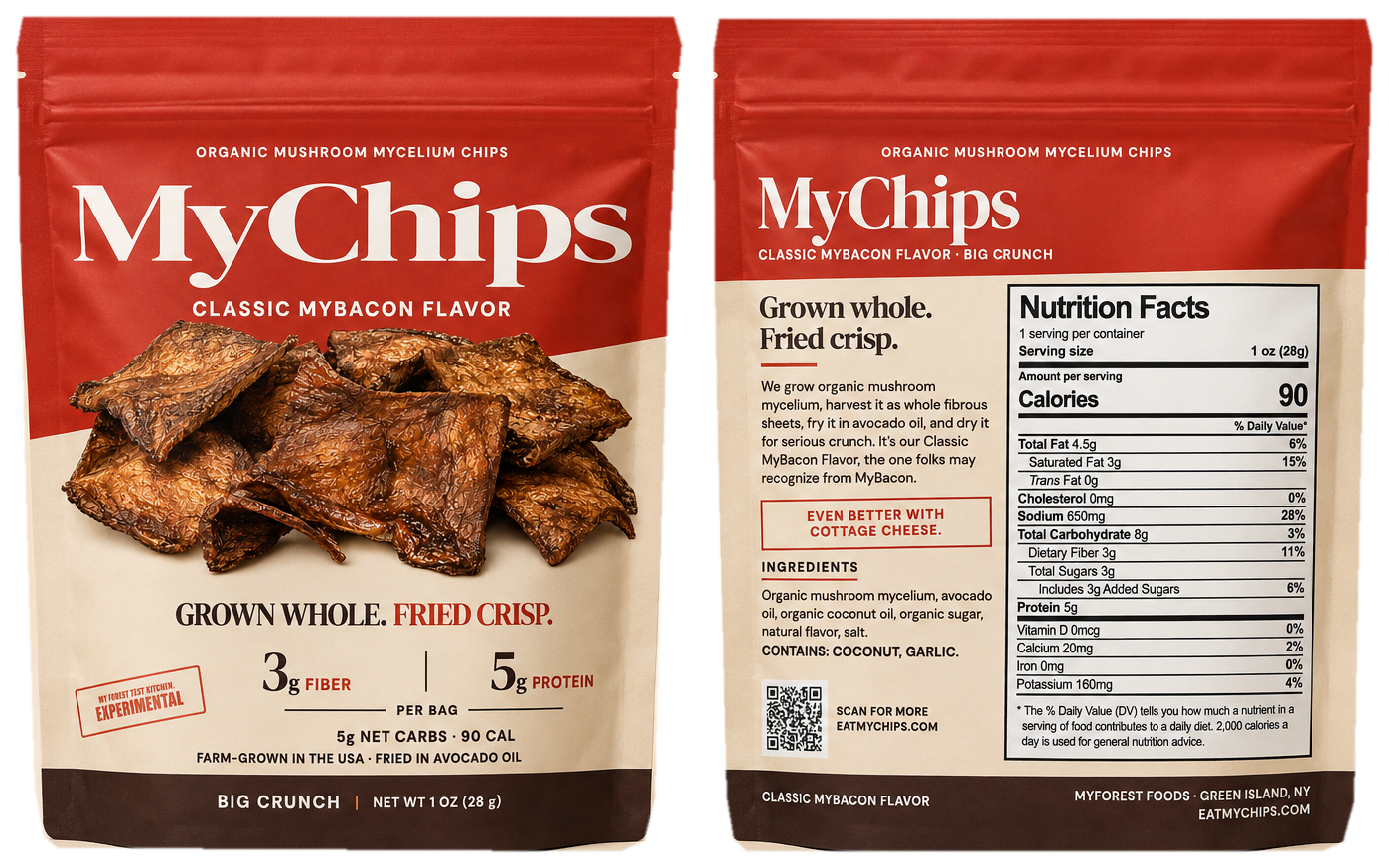 Front and back of the Classic MyBacon Flavor MyChips pouch